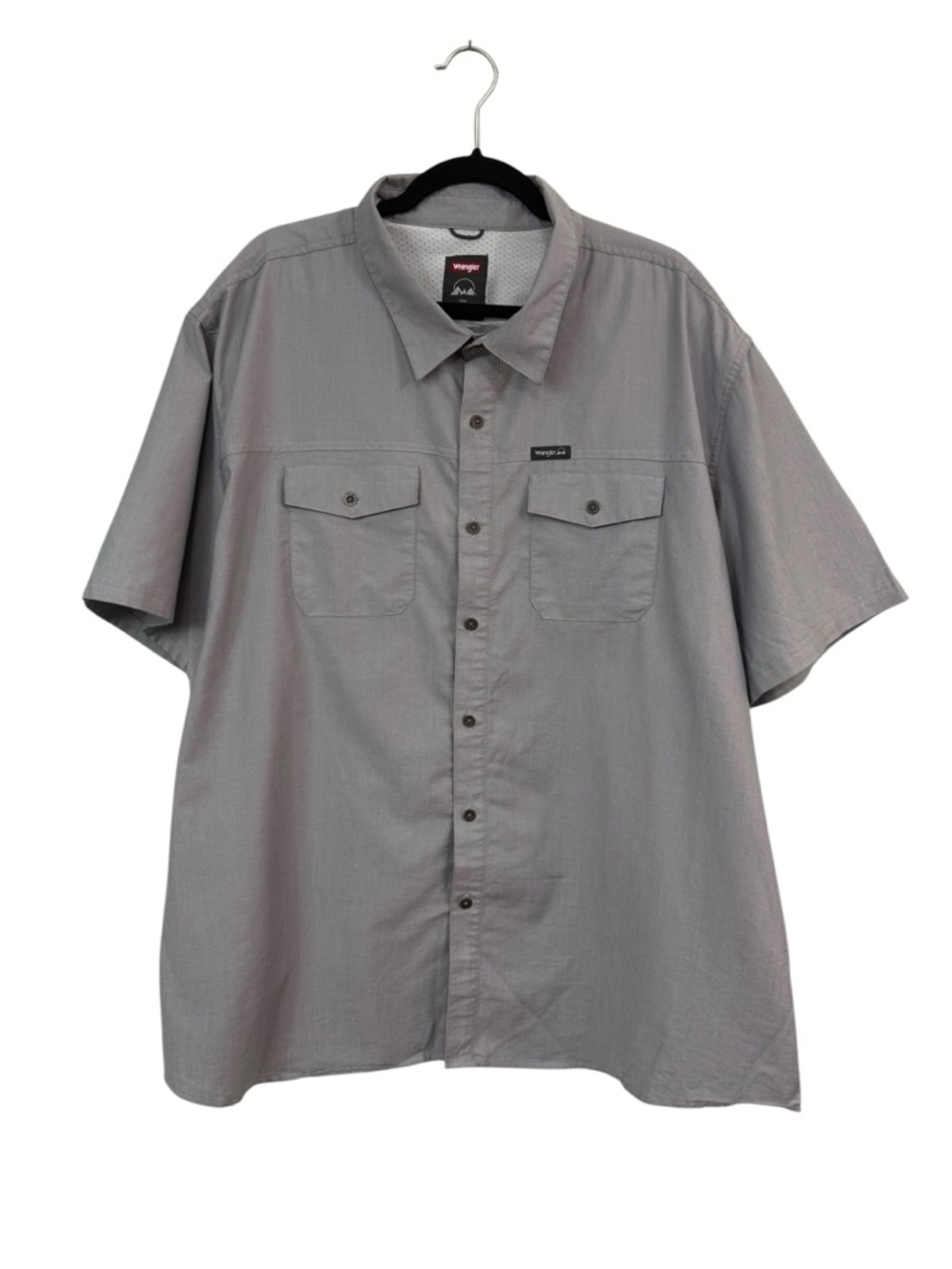Wrangler Men's 3XL Button Down Shirt Solid Gray Pockets Short Sleeves